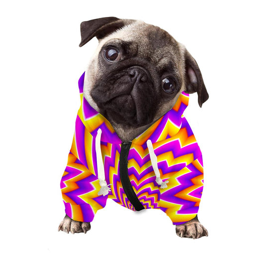 Yellow Expansion Moving Optical Illusion Dog Zip Up Hoodie