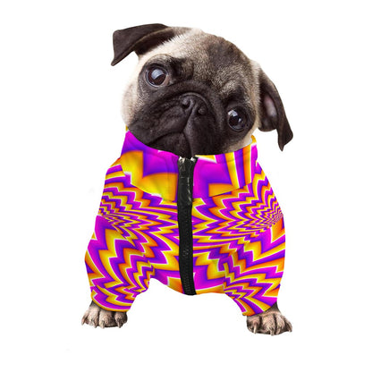 Yellow Expansion Moving Optical Illusion Dog Zip Up Jacket