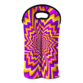 Yellow Expansion Moving Optical Illusion Double Neoprene Wine Tote
