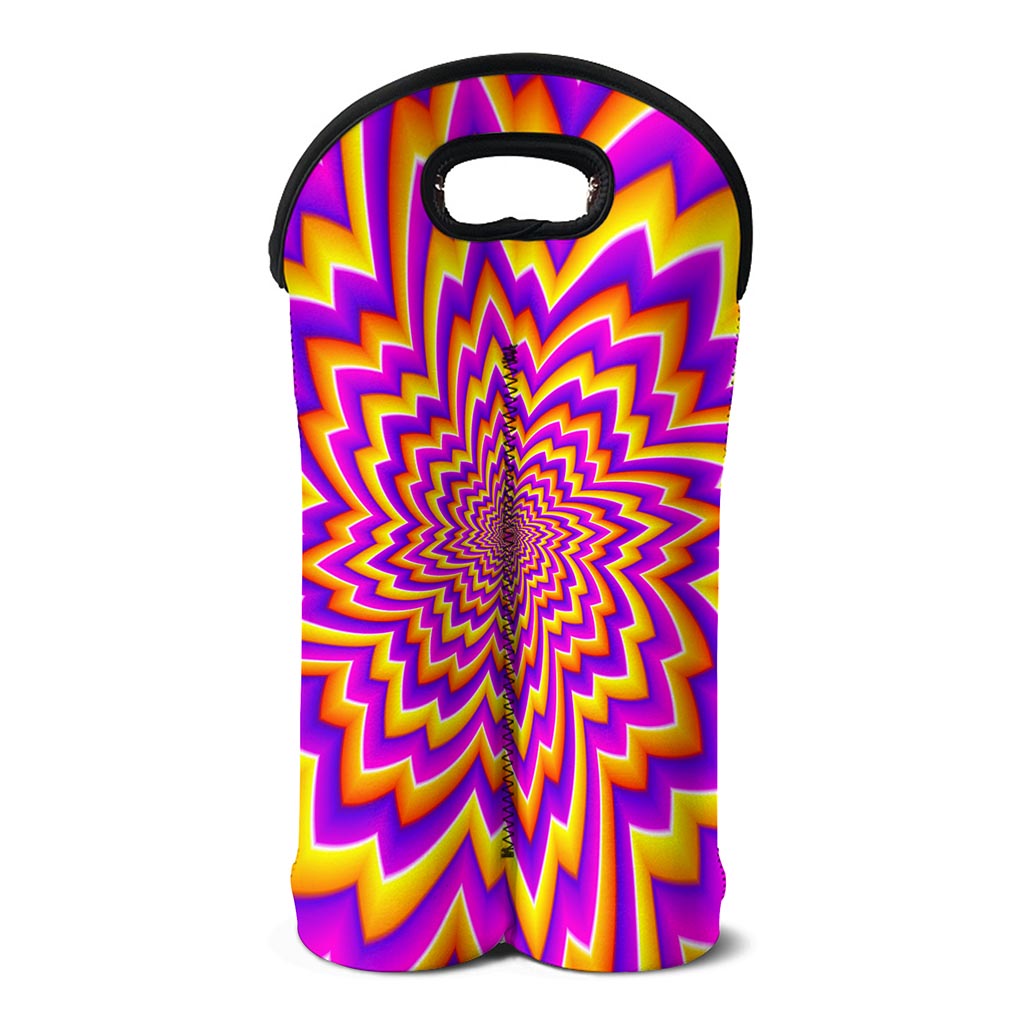 Yellow Expansion Moving Optical Illusion Double Neoprene Wine Tote