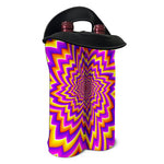 Yellow Expansion Moving Optical Illusion Double Neoprene Wine Tote