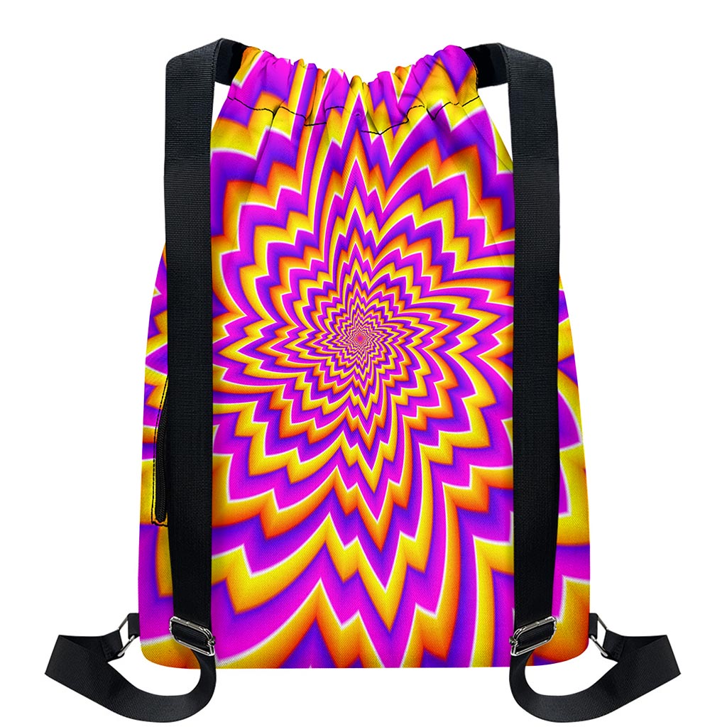 Yellow Expansion Moving Optical Illusion Drawstring Backpack