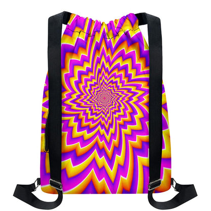 Yellow Expansion Moving Optical Illusion Drawstring Backpack