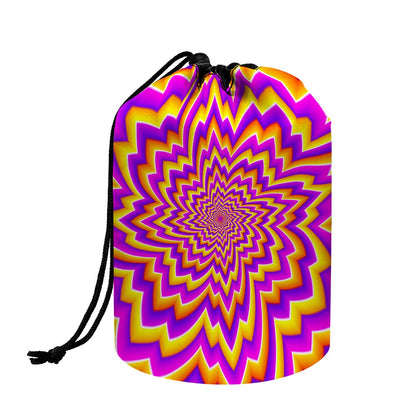 Yellow Expansion Moving Optical Illusion Drawstring Makeup Bag