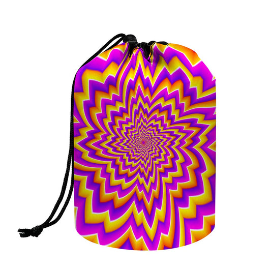 Yellow Expansion Moving Optical Illusion Drawstring Makeup Bag
