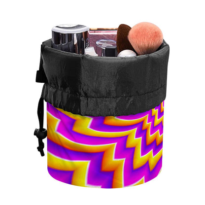Yellow Expansion Moving Optical Illusion Drawstring Makeup Bag