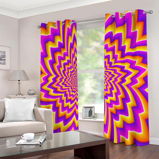 Yellow Expansion Moving Optical Illusion Extra Wide Grommet Curtains