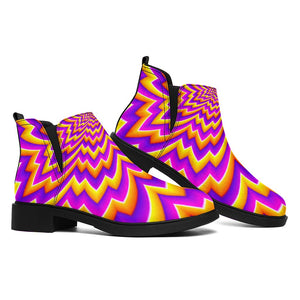 Yellow Expansion Moving Optical Illusion Flat Ankle Boots