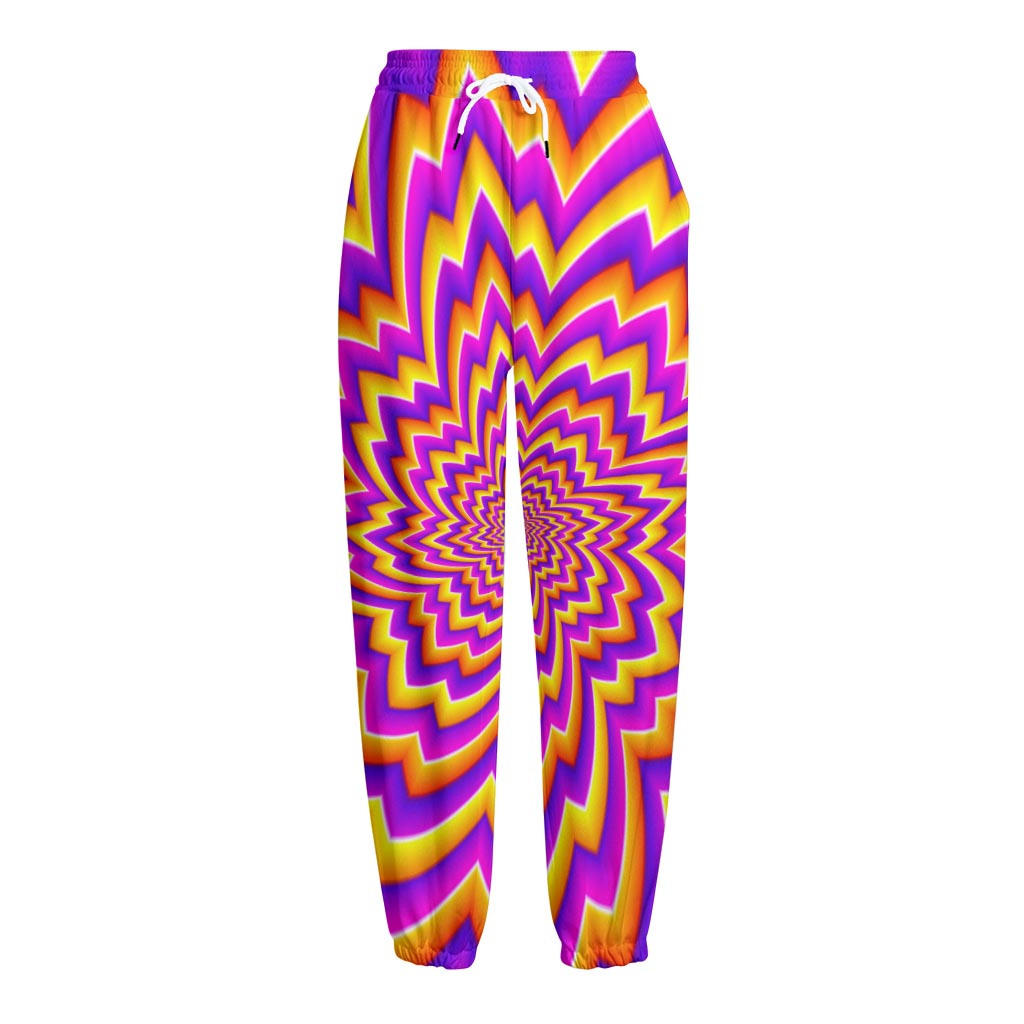 Yellow Expansion Moving Optical Illusion Fleece Lined Knit Pants