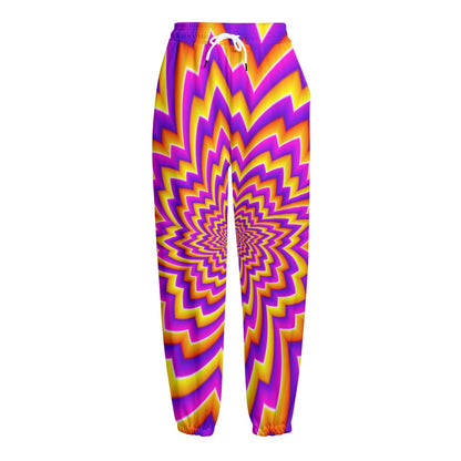 Yellow Expansion Moving Optical Illusion Fleece Lined Knit Pants