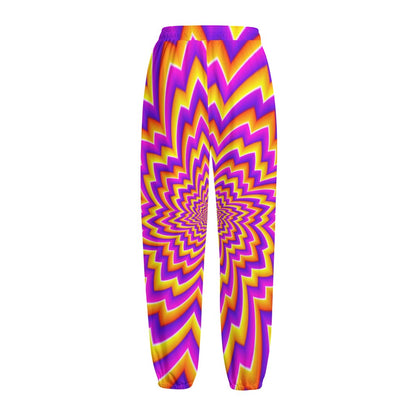 Yellow Expansion Moving Optical Illusion Fleece Lined Knit Pants
