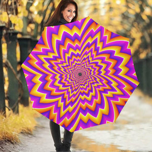 Yellow Expansion Moving Optical Illusion Foldable Umbrella