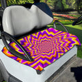 Yellow Expansion Moving Optical Illusion Golf Cart Seat Cover