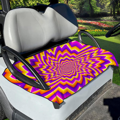 Yellow Expansion Moving Optical Illusion Golf Cart Seat Cover