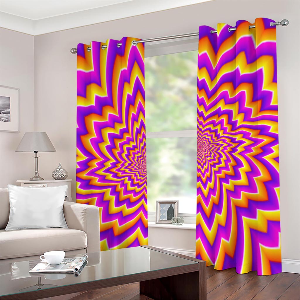 Yellow Expansion Moving Optical Illusion Grommet Curtains