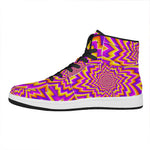 Yellow Expansion Moving Optical Illusion High Top Leather Sneakers
