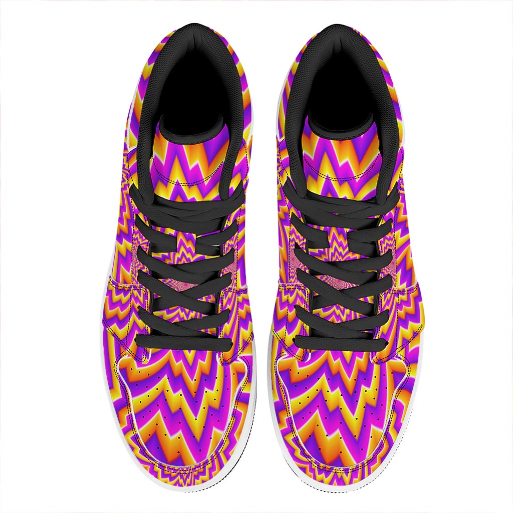 Yellow Expansion Moving Optical Illusion High Top Leather Sneakers