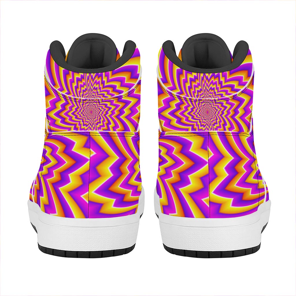 Yellow Expansion Moving Optical Illusion High Top Leather Sneakers