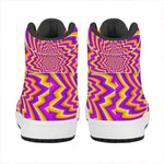 Yellow Expansion Moving Optical Illusion High Top Leather Sneakers