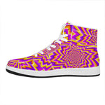 Yellow Expansion Moving Optical Illusion High Top Leather Sneakers
