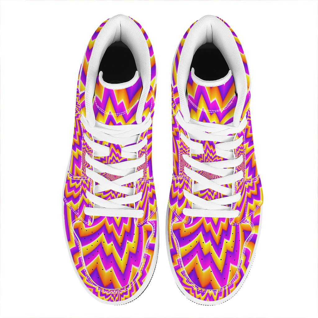 Yellow Expansion Moving Optical Illusion High Top Leather Sneakers