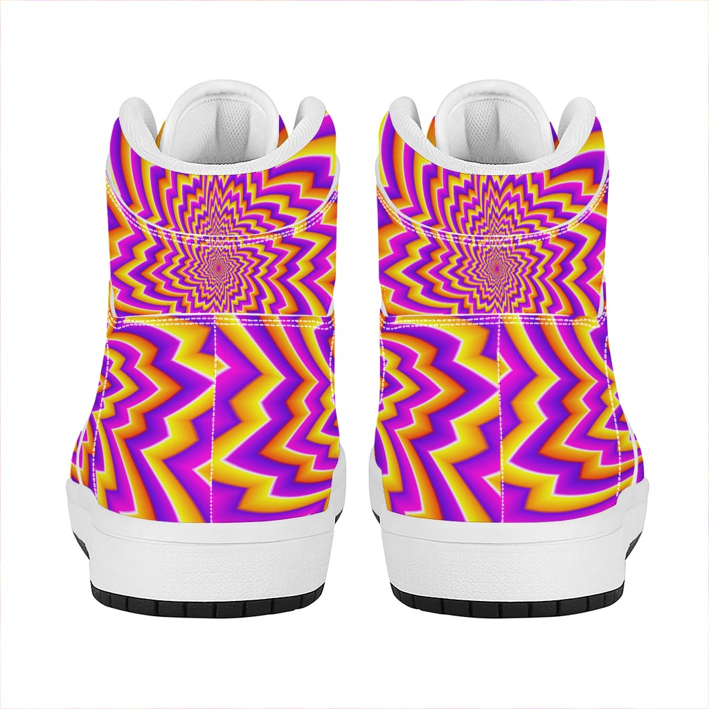 Yellow Expansion Moving Optical Illusion High Top Leather Sneakers