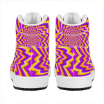 Yellow Expansion Moving Optical Illusion High Top Leather Sneakers