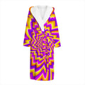 Yellow Expansion Moving Optical Illusion Hooded Bathrobe