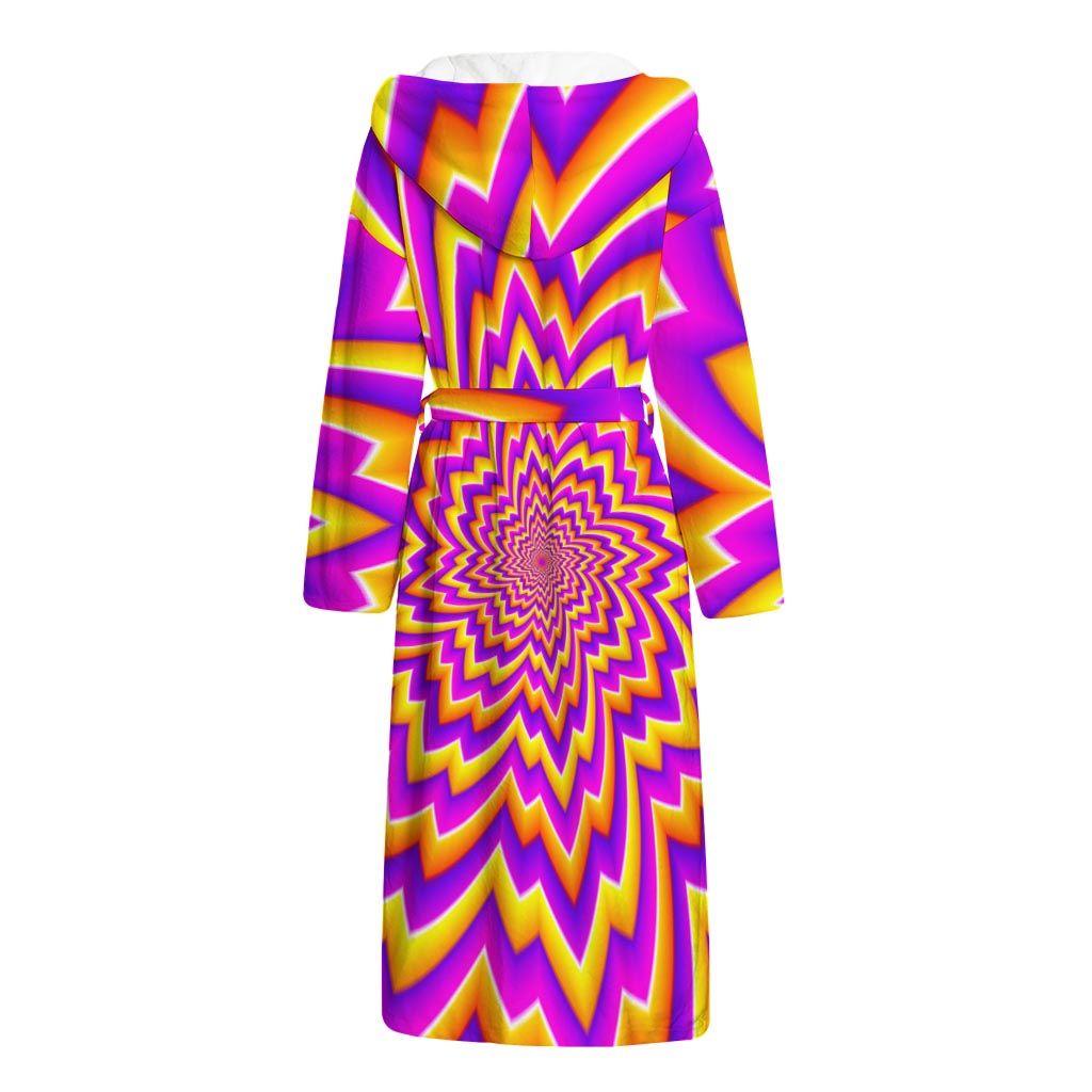 Yellow Expansion Moving Optical Illusion Hooded Bathrobe