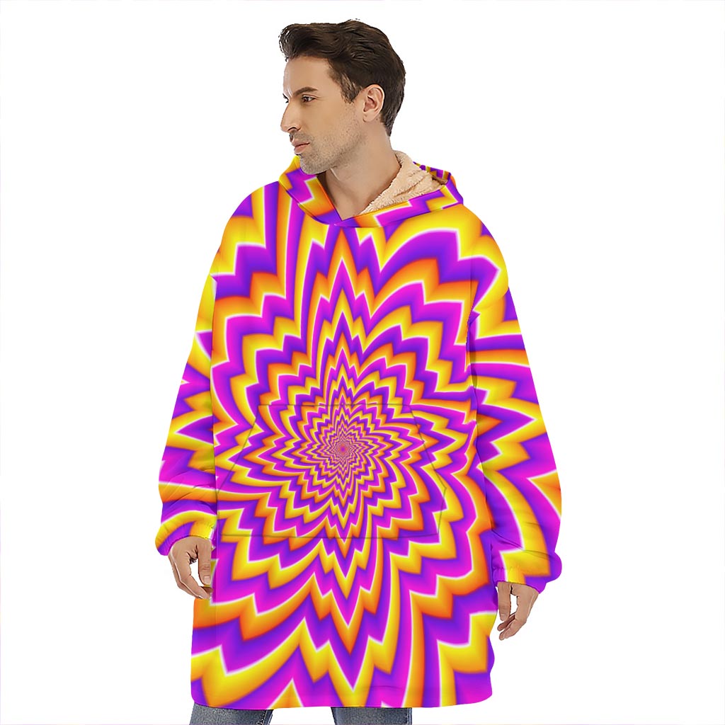 Yellow Expansion Moving Optical Illusion Hoodie Blanket