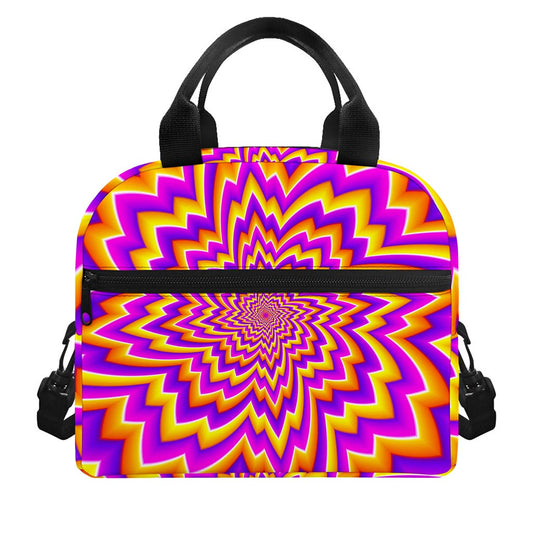 Yellow Expansion Moving Optical Illusion Insulated Lunch Bag