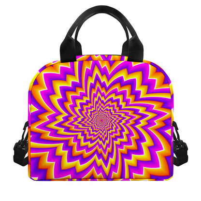 Yellow Expansion Moving Optical Illusion Insulated Lunch Bag