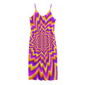 Yellow Expansion Moving Optical Illusion Jersey Midi Cami Dress