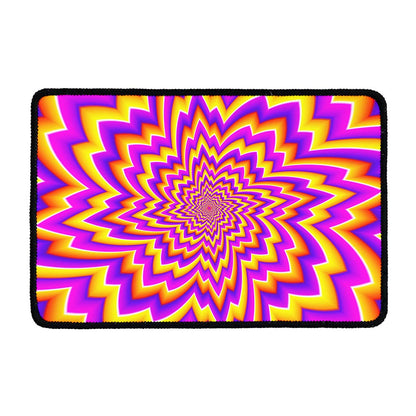 Yellow Expansion Moving Optical Illusion Kitchen Mat
