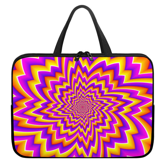 Yellow Expansion Moving Optical Illusion Laptop Sleeve With Handle