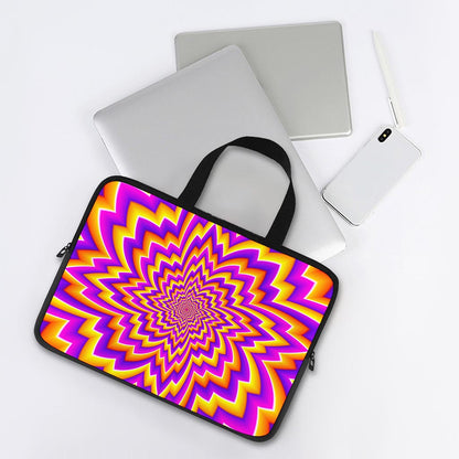 Yellow Expansion Moving Optical Illusion Laptop Sleeve With Handle