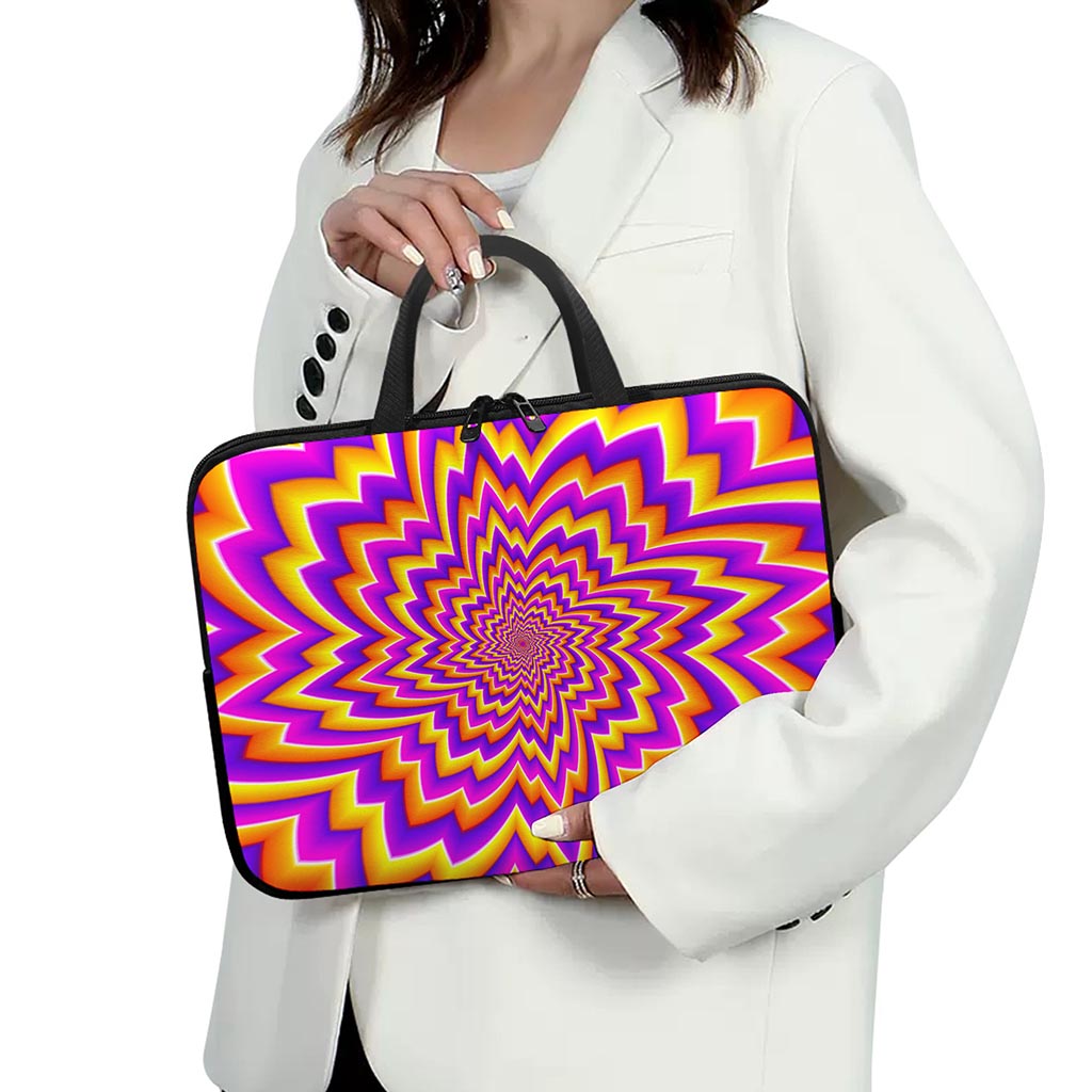 Yellow Expansion Moving Optical Illusion Laptop Sleeve With Handle