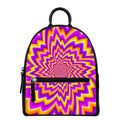 Yellow Expansion Moving Optical Illusion Leather Backpack