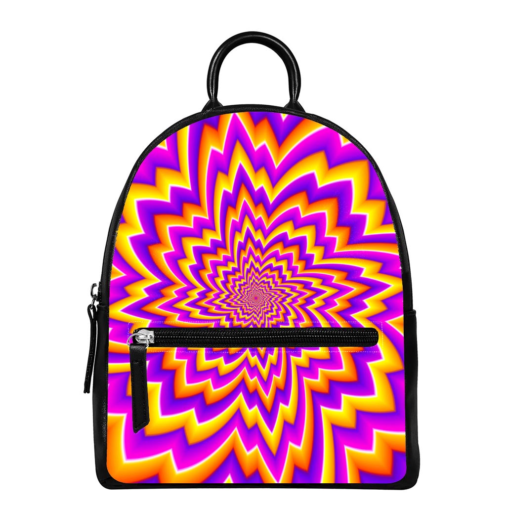 Yellow Expansion Moving Optical Illusion Leather Backpack