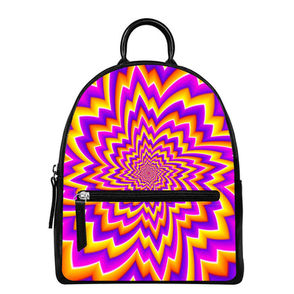 Yellow Expansion Moving Optical Illusion Leather Backpack