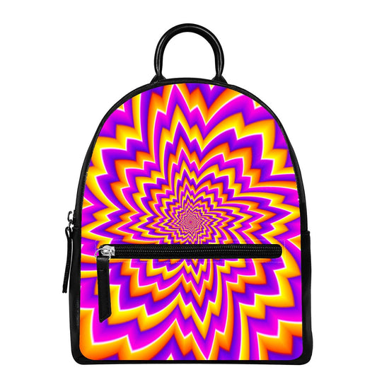 Yellow Expansion Moving Optical Illusion Leather Backpack