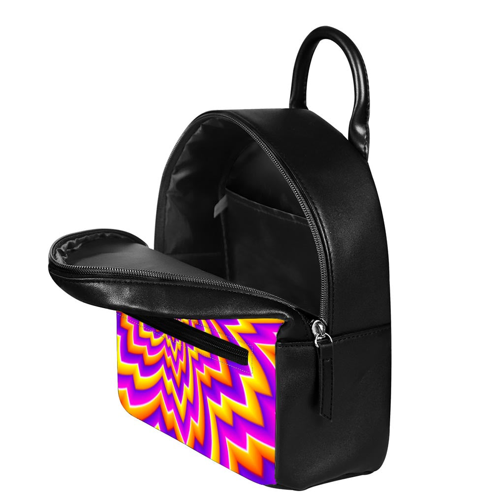 Yellow Expansion Moving Optical Illusion Leather Backpack