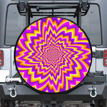 Yellow Expansion Moving Optical Illusion Leather Spare Tire Cover