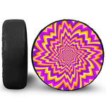 Yellow Expansion Moving Optical Illusion Leather Spare Tire Cover