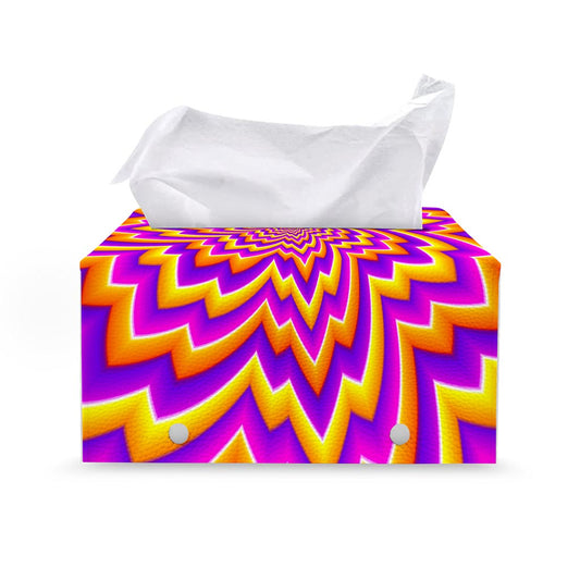 Yellow Expansion Moving Optical Illusion Leather Tissue Box Cover