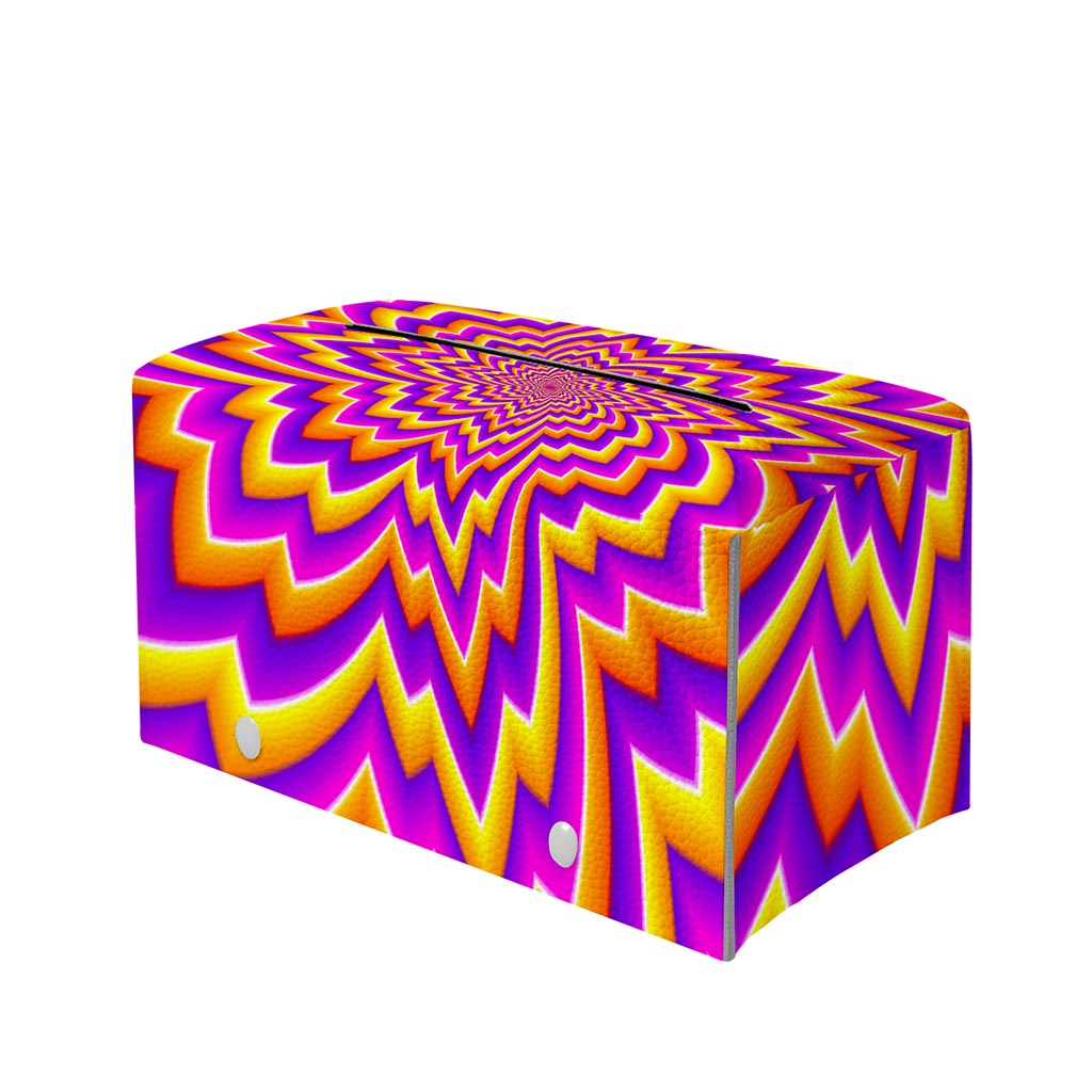 Yellow Expansion Moving Optical Illusion Leather Tissue Box Cover