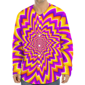 Yellow Expansion Moving Optical Illusion Long Sleeve Baseball Jersey