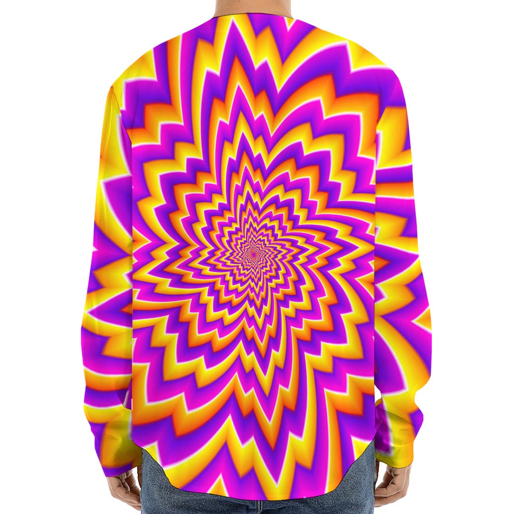 Yellow Expansion Moving Optical Illusion Long Sleeve Baseball Jersey