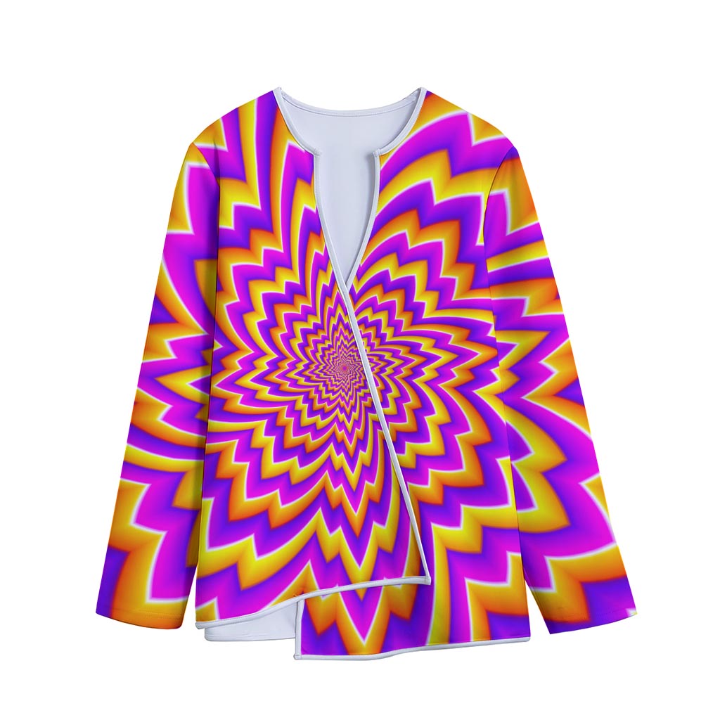 Yellow Expansion Moving Optical Illusion Long Sleeve Short Coat