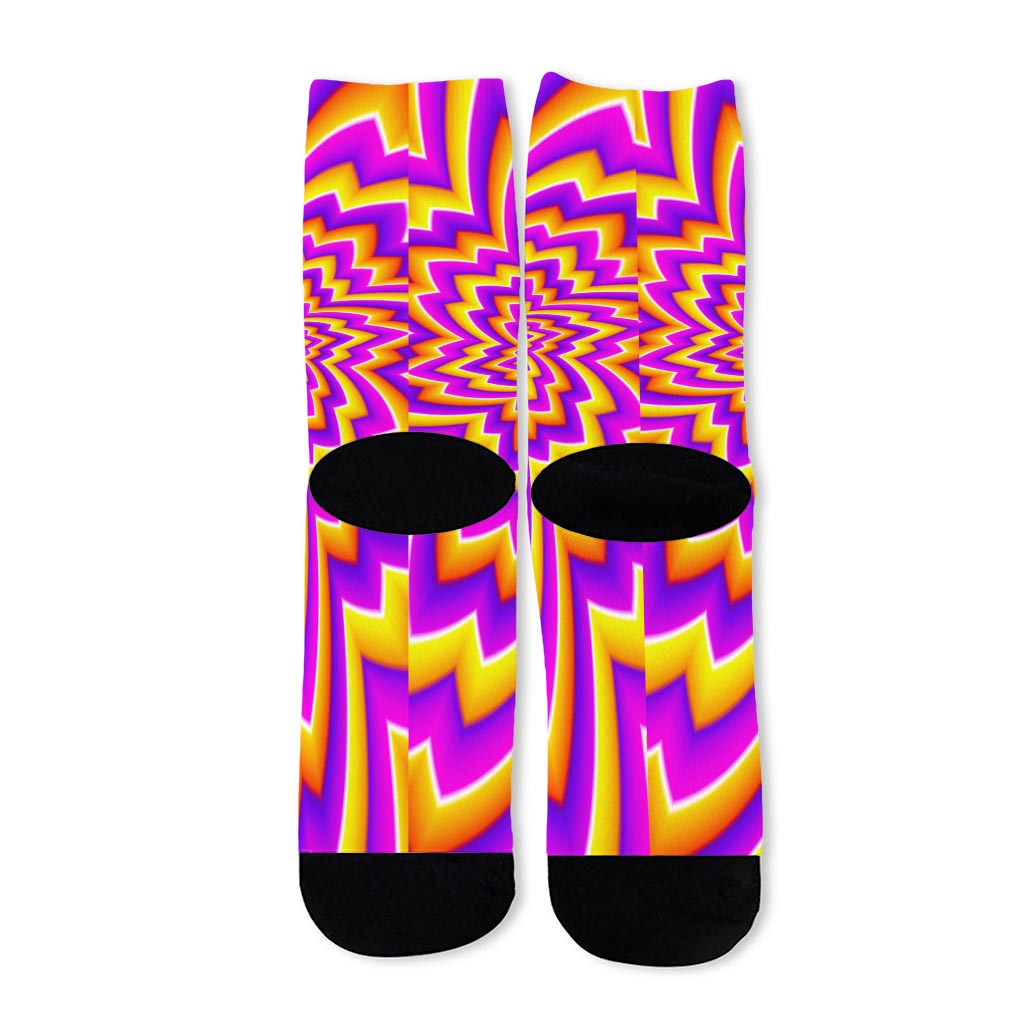 Yellow Expansion Moving Optical Illusion Long Socks